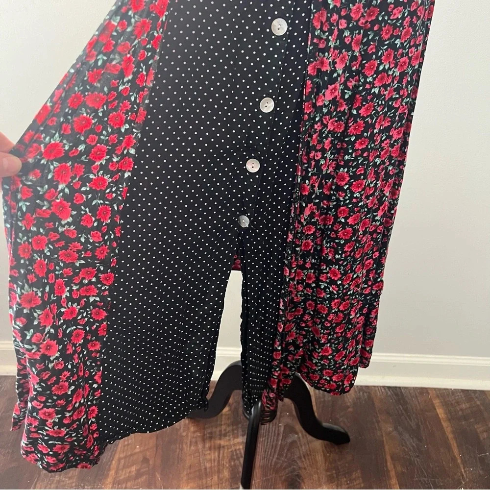 MSK vintage floral Polk dot rose button down midi dress size 6P cottagecore - Picture 10 of 10